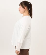 OLKKD08119 eur3(エウルキューブ) 【大きいサイズ】レースキャミ×袖シア―トップスセット ブルー