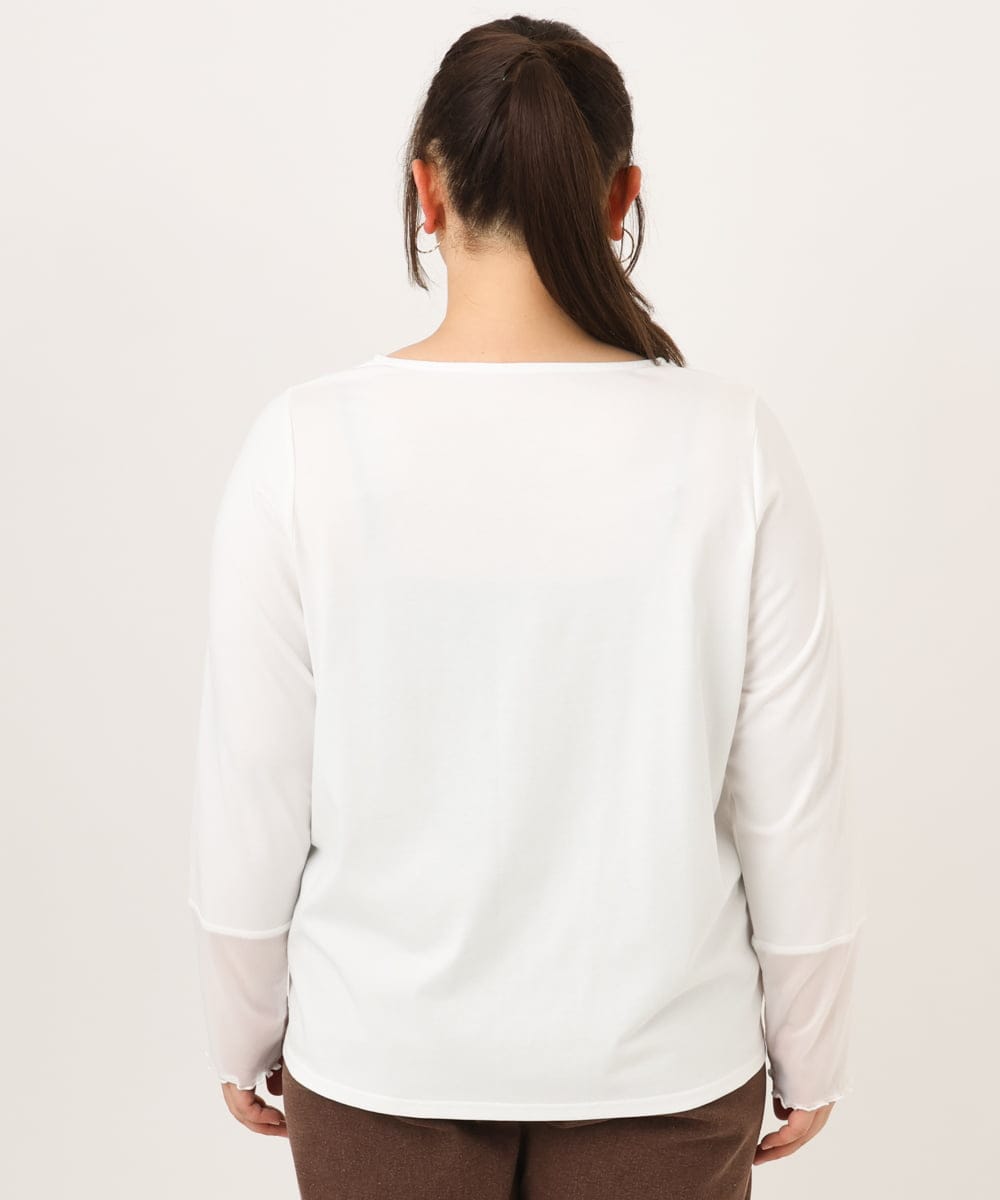 OLKKD08119 eur3(エウルキューブ) 【大きいサイズ】レースキャミ×袖シア―トップスセット ブルー