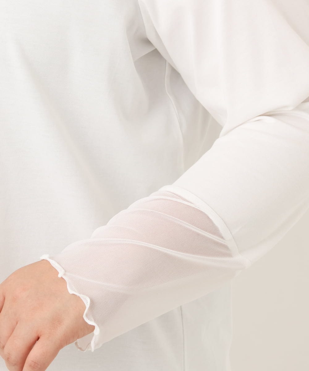 OLKKD08119 eur3(エウルキューブ) 【大きいサイズ】レースキャミ×袖シア―トップスセット ブルー