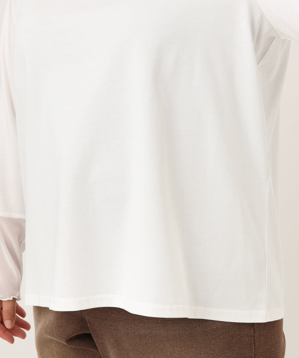 OLKKD08119 eur3(エウルキューブ) 【大きいサイズ】レースキャミ×袖シア―トップスセット ブルー