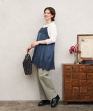 OLKKD08119 eur3(エウルキューブ) 【大きいサイズ】レースキャミ×袖シア―トップスセット ブルー