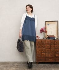 OLKKD08119 eur3(エウルキューブ) 【大きいサイズ】レースキャミ×袖シア―トップスセット ブルー
