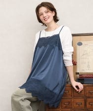 OLKKD08119 eur3(エウルキューブ) 【大きいサイズ】レースキャミ×袖シア―トップスセット ブルー