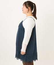 OLKKD08119 eur3(エウルキューブ) 【大きいサイズ】レースキャミ×袖シア―トップスセット ブルー