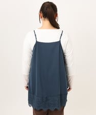 OLKKD08119 eur3(エウルキューブ) 【大きいサイズ】レースキャミ×袖シア―トップスセット ブルー