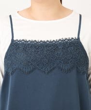 OLKKD08119 eur3(エウルキューブ) 【大きいサイズ】レースキャミ×袖シア―トップスセット ブルー