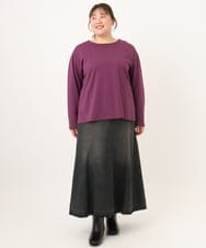 OLKKD09064 eur3(エウルキューブ) 【WEB先行販売】【大きいサイズ】ドロップショルダーロゴTシャツ ワイン