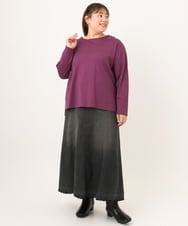 OLKKD09064 eur3(エウルキューブ) 【WEB先行販売】【大きいサイズ】ドロップショルダーロゴTシャツ ワイン