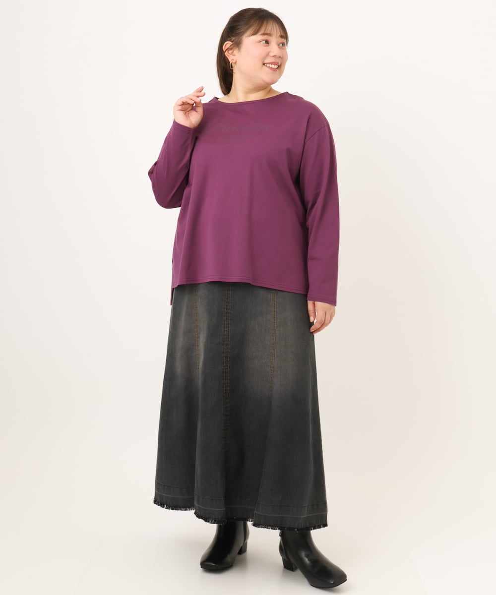 OLKKD09064 eur3(エウルキューブ) 【WEB先行販売】【大きいサイズ】ドロップショルダーロゴTシャツ ワイン