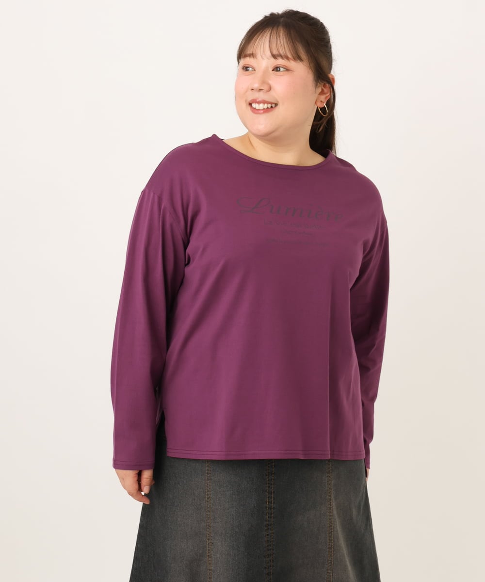 OLKKD09064 eur3(エウルキューブ) 【WEB先行販売】【大きいサイズ】ドロップショルダーロゴTシャツ ワイン