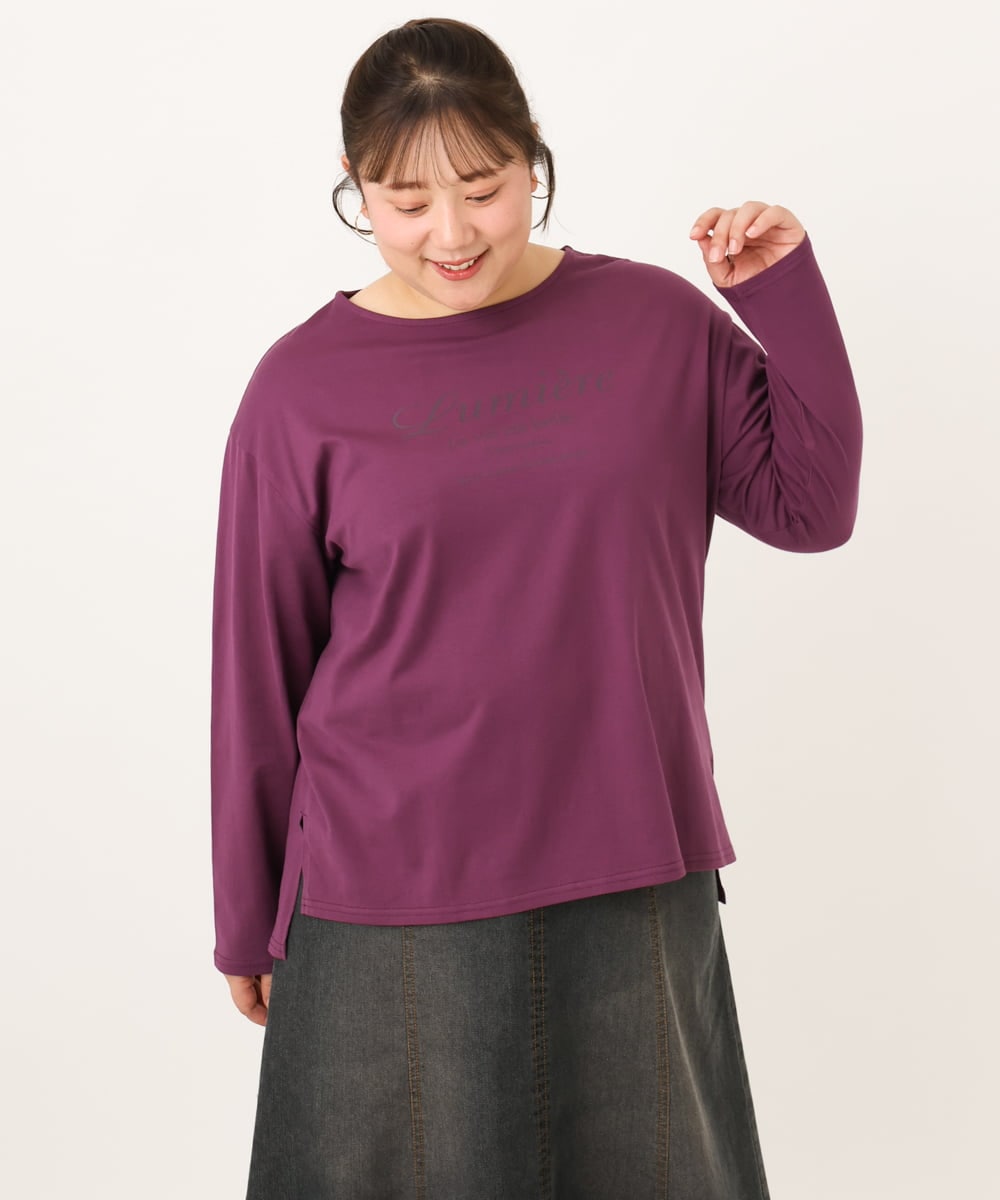 OLKKD09064 eur3(エウルキューブ) 【WEB先行販売】【大きいサイズ】ドロップショルダーロゴTシャツ ワイン