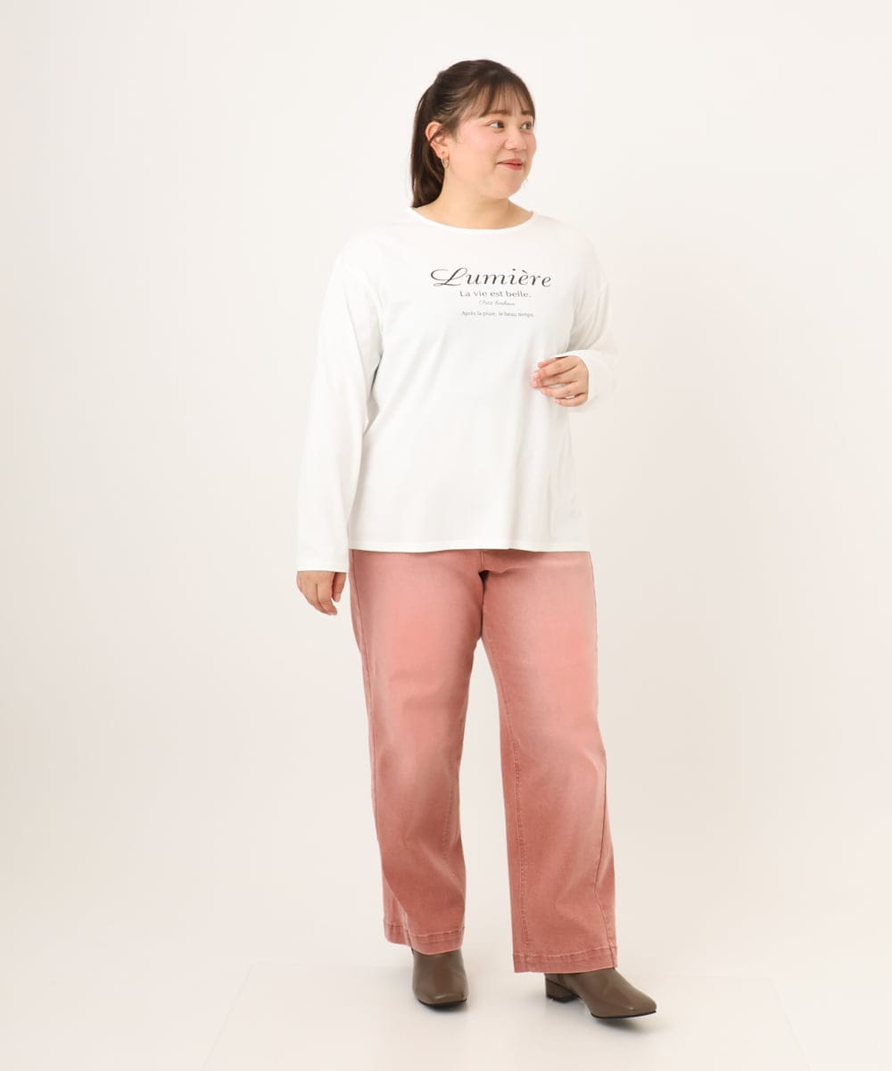 OLKKD09064 eur3(エウルキューブ) 【WEB先行販売】【大きいサイズ】ドロップショルダーロゴTシャツ ホワイト