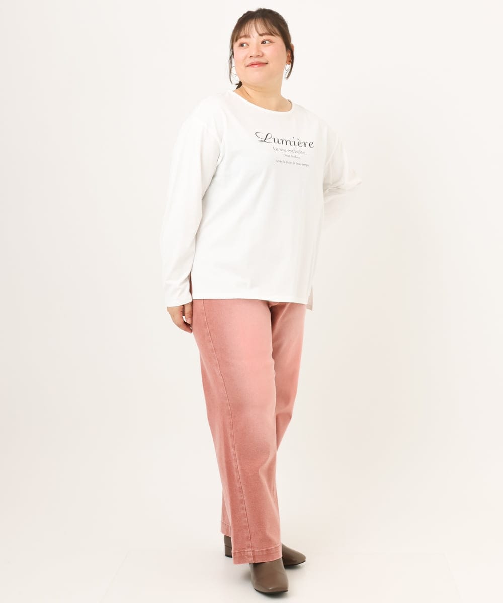 OLKKD09064 eur3(エウルキューブ) 【WEB先行販売】【大きいサイズ】ドロップショルダーロゴTシャツ ホワイト