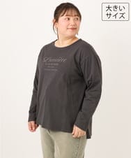 OLKKD09064 eur3(エウルキューブ) 【WEB先行販売】【大きいサイズ】ドロップショルダーロゴTシャツ ダークグレー
