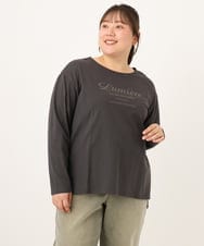 OLKKD09064 eur3(エウルキューブ) 【WEB先行販売】【大きいサイズ】ドロップショルダーロゴTシャツ ダークグレー