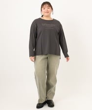 OLKKD09064 eur3(エウルキューブ) 【WEB先行販売】【大きいサイズ】ドロップショルダーロゴTシャツ ダークグレー