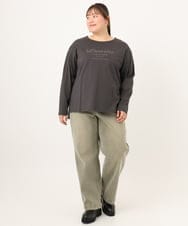 OLKKD09064 eur3(エウルキューブ) 【WEB先行販売】【大きいサイズ】ドロップショルダーロゴTシャツ ダークグレー