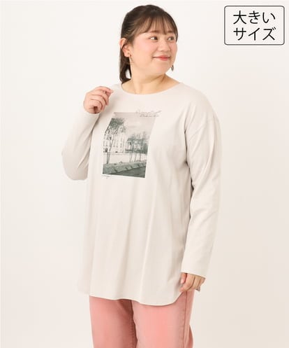 OLKKD10064 eur3 【WEB先行販売】【大きいサイズ】プリント長袖Tシャツ
