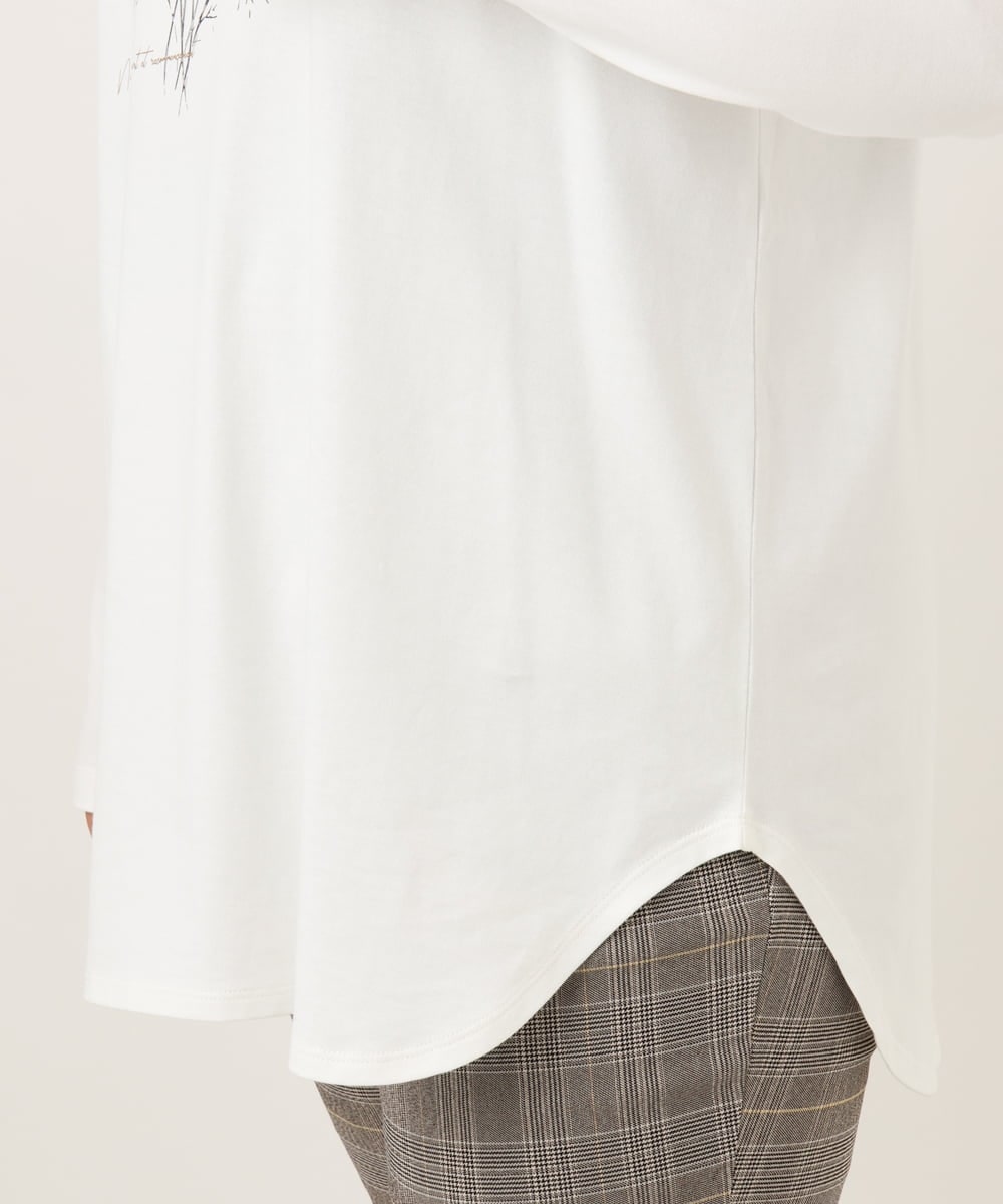 OLKKD10064 eur3(エウルキューブ) 【WEB先行販売】【大きいサイズ】プリント長袖Tシャツ ホワイト