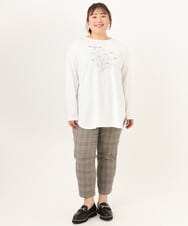 OLKKD10064 eur3(エウルキューブ) 【WEB先行販売】【大きいサイズ】プリント長袖Tシャツ ホワイト