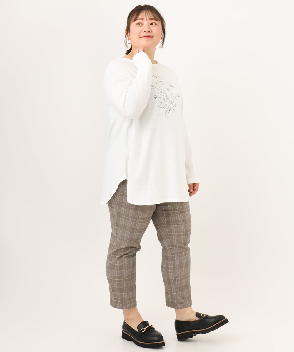 OLKKD10064 eur3(エウルキューブ) 【WEB先行販売】【大きいサイズ】プリント長袖Tシャツ ホワイト