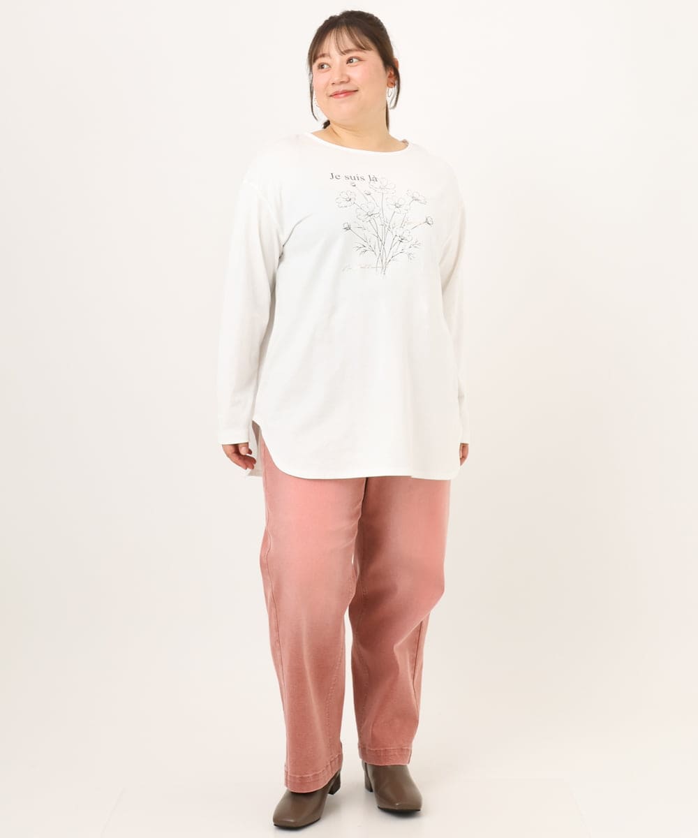 OLKKD10064 eur3(エウルキューブ) 【WEB先行販売】【大きいサイズ】プリント長袖Tシャツ ホワイト