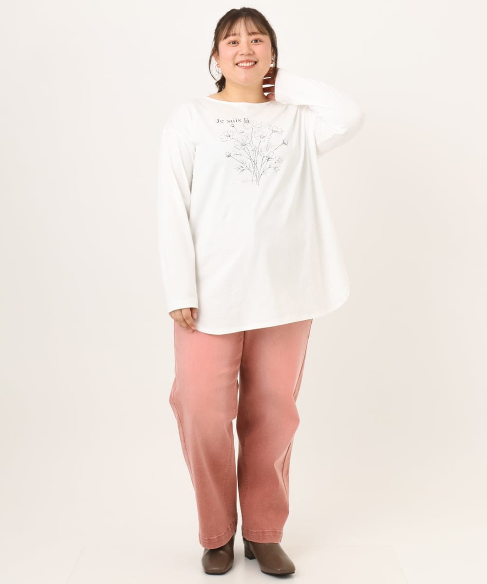 OLKKD10064 eur3(エウルキューブ) 【WEB先行販売】【大きいサイズ】プリント長袖Tシャツ ホワイト
