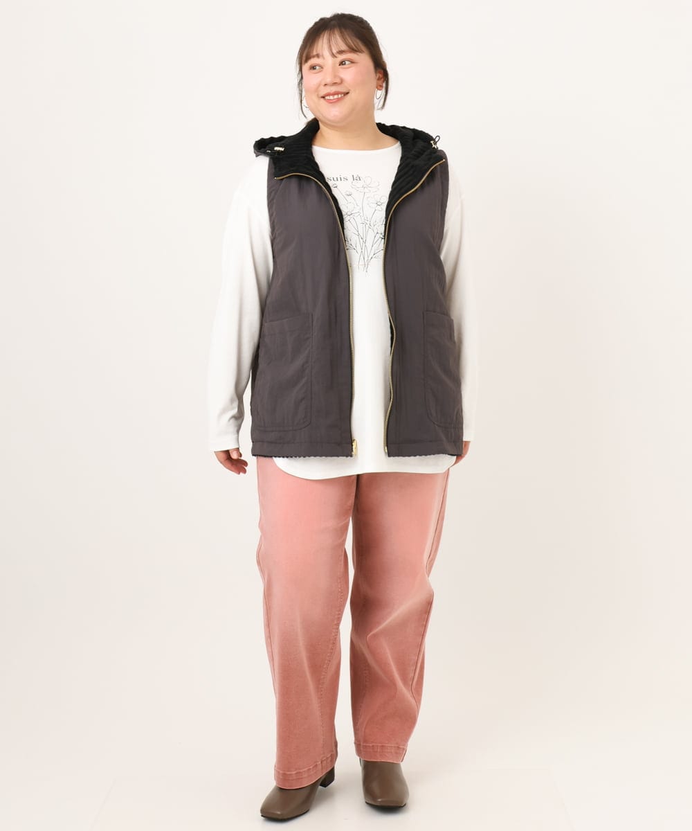 OLKKD10064 eur3(エウルキューブ) 【WEB先行販売】【大きいサイズ】プリント長袖Tシャツ ホワイト