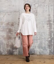 OLKKD10064 eur3(エウルキューブ) 【WEB先行販売】【大きいサイズ】プリント長袖Tシャツ ホワイト