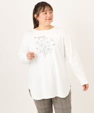 OLKKD10064 eur3(エウルキューブ) 【WEB先行販売】【大きいサイズ】プリント長袖Tシャツ ホワイト