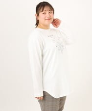 OLKKD10064 eur3(エウルキューブ) 【WEB先行販売】【大きいサイズ】プリント長袖Tシャツ ホワイト
