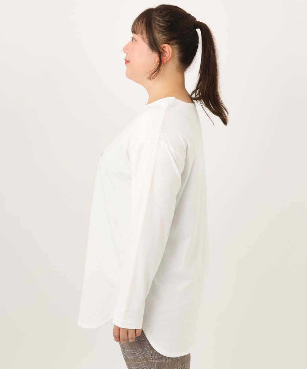 OLKKD10064 eur3(エウルキューブ) 【WEB先行販売】【大きいサイズ】プリント長袖Tシャツ ホワイト