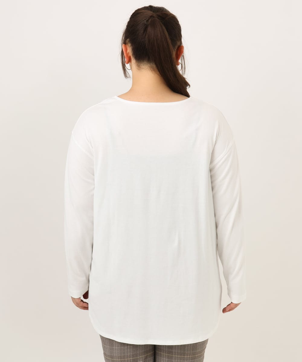 OLKKD10064 eur3(エウルキューブ) 【WEB先行販売】【大きいサイズ】プリント長袖Tシャツ ホワイト