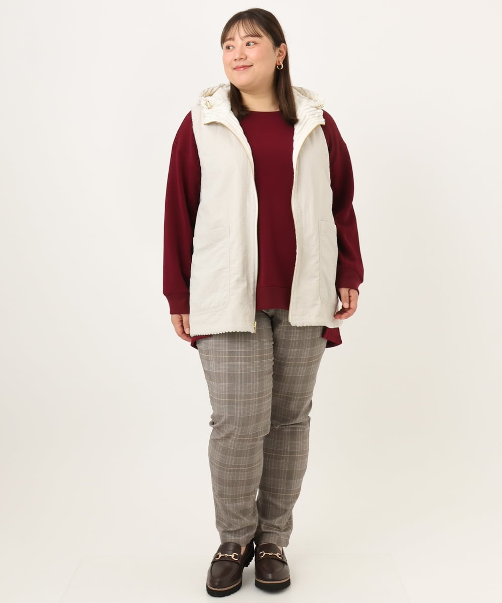 OLKKD11089 eur3(エウルキューブ) 【大きいサイズ】袖リブイレヘムカットソー ワイン