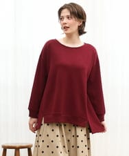 OLKKD11089 eur3(エウルキューブ) 【大きいサイズ】袖リブイレヘムカットソー ワイン