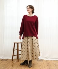 OLKKD11089 eur3(エウルキューブ) 【大きいサイズ】袖リブイレヘムカットソー ワイン