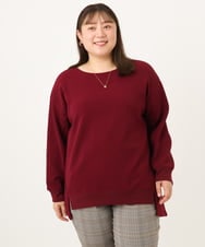 OLKKD11089 eur3(エウルキューブ) 【大きいサイズ】袖リブイレヘムカットソー ワイン