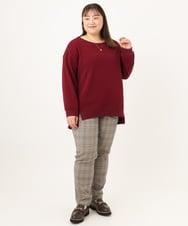 OLKKD11089 eur3(エウルキューブ) 【大きいサイズ】袖リブイレヘムカットソー ワイン