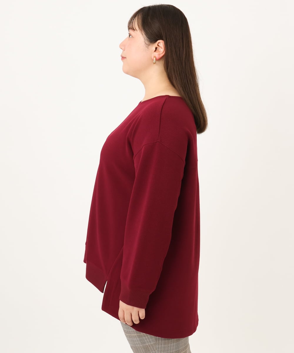 OLKKD11089 eur3(エウルキューブ) 【大きいサイズ】袖リブイレヘムカットソー ワイン