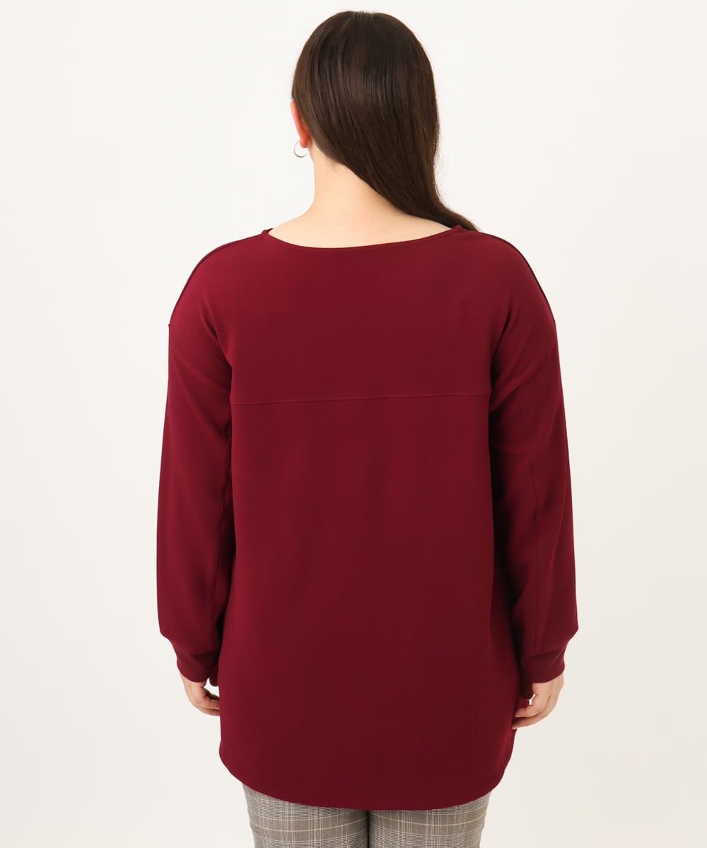 OLKKD11089 eur3(エウルキューブ) 【大きいサイズ】袖リブイレヘムカットソー ワイン