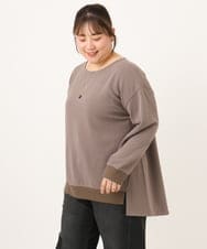 OLKKD11089 eur3(エウルキューブ) 【大きいサイズ】袖リブイレヘムカットソー モカ