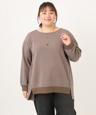 OLKKD11089 eur3(エウルキューブ) 【大きいサイズ】袖リブイレヘムカットソー モカ
