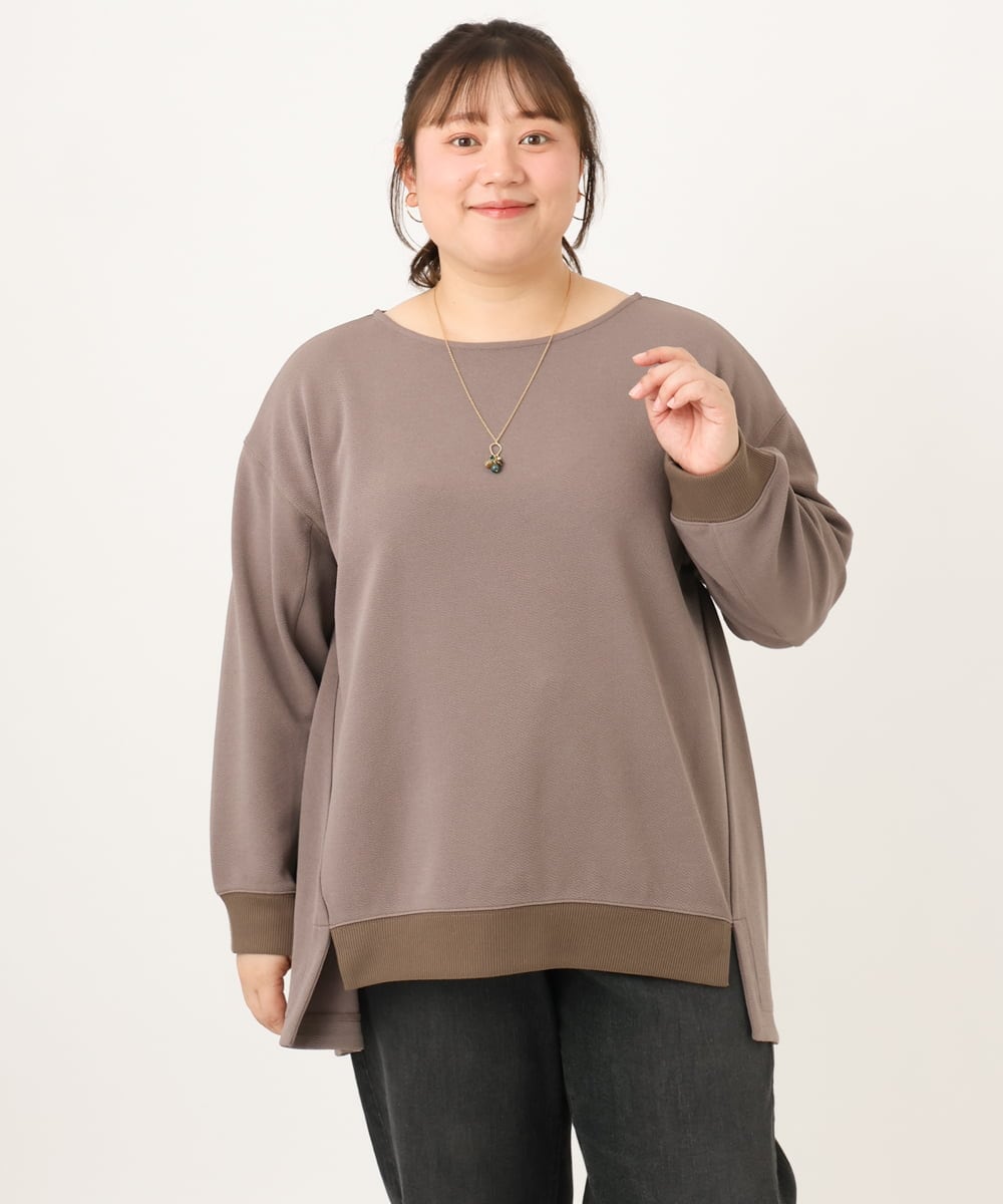OLKKD11089 eur3(エウルキューブ) 【大きいサイズ】袖リブイレヘムカットソー モカ