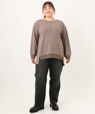 OLKKD11089 eur3(エウルキューブ) 【大きいサイズ】袖リブイレヘムカットソー モカ