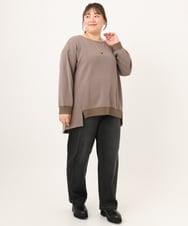OLKKD11089 eur3(エウルキューブ) 【大きいサイズ】袖リブイレヘムカットソー モカ
