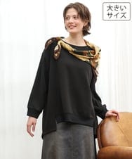 OLKKD11089 eur3(エウルキューブ) 【大きいサイズ】袖リブイレヘムカットソー ブラック