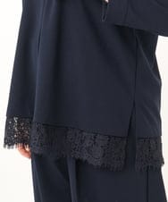 OLKKD14089 eur3(エウルキューブ) 【WEB先行販売】【大きいサイズ/洗える/セットアップ対応】カットジョーゼット裾レーストップス ネイビー