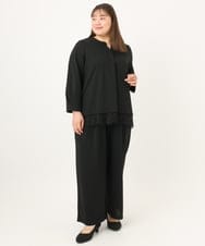OLKKD14089 eur3(エウルキューブ) 【WEB先行販売】【大きいサイズ/洗える/セットアップ対応】カットジョーゼット裾レーストップス ブラック