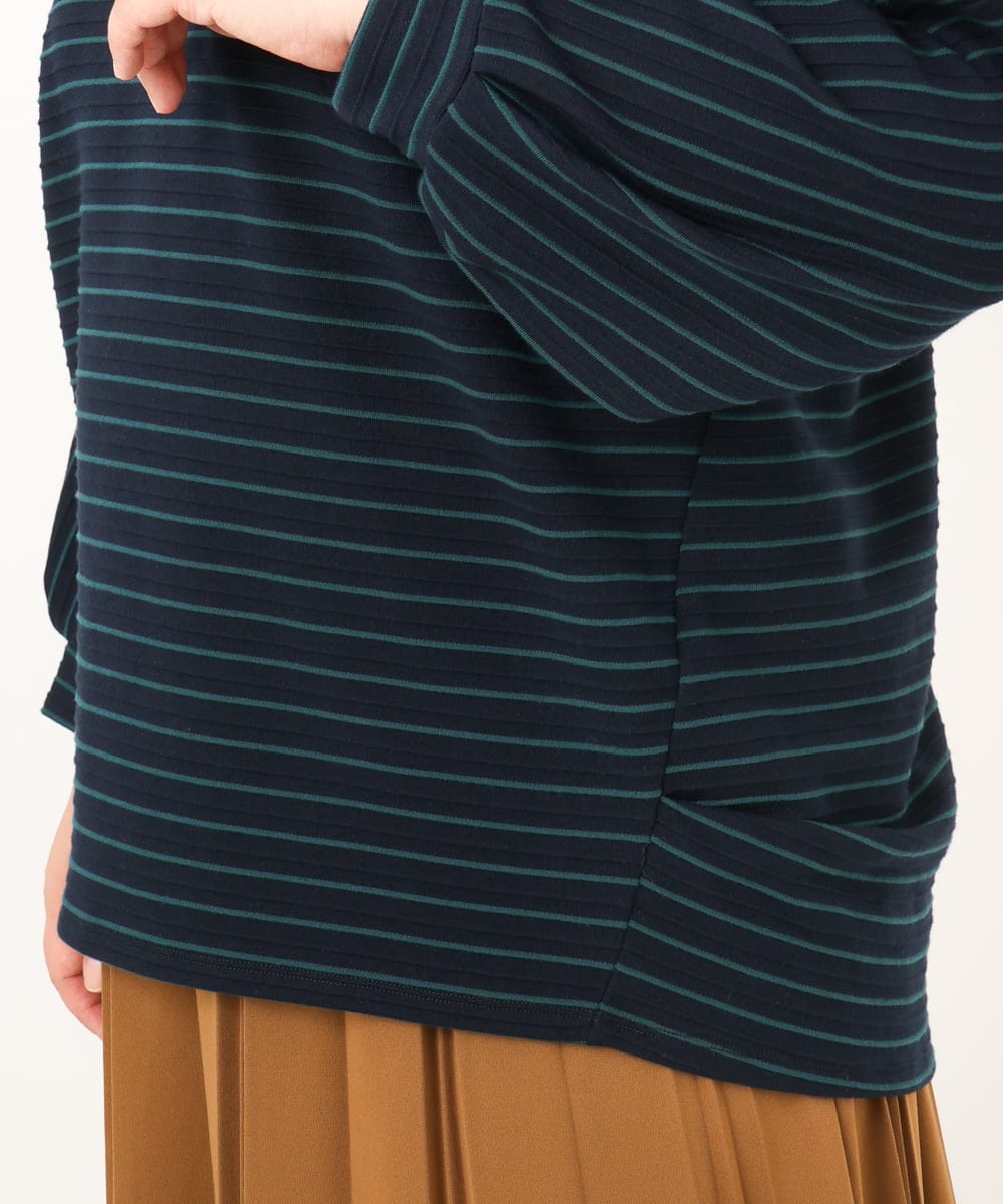 OLKKD15064 eur3(エウルキューブ) 【大きいサイズ】リップルボーダーカットソー ネイビー