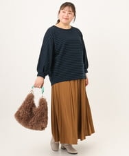 OLKKD15064 eur3(エウルキューブ) 【大きいサイズ】リップルボーダーカットソー ネイビー